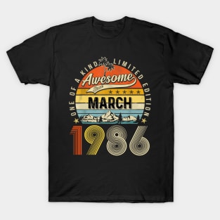 Awesome Since March 1986 Vintage 37th Birthday T-Shirt